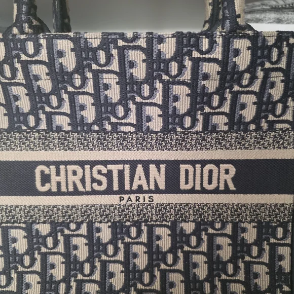 Christian Dior Oblique Book Tote Bag Blue Small - Picture 3 of 14